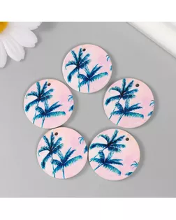 Декор для творчества дерево "Круг. Пальмы" d=3 см арт. СМЛ-232585-1-СМЛ0010084348