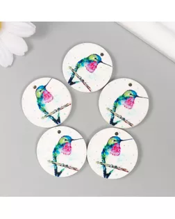 Декор для творчества дерево "Круг. Колибри на веточке" d=3 см арт. СМЛ-232586-1-СМЛ0010084349