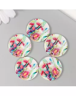 Декор для творчества дерево "Круг. Цветущий чертополох" d=3 см арт. СМЛ-232587-1-СМЛ0010084351