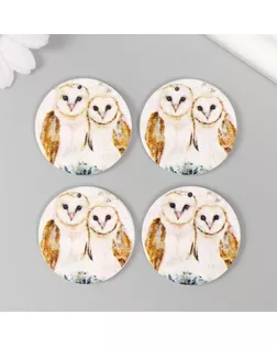 Декор для творчества дерево "Круг. Полярные совы" d=4 см арт. СМЛ-232589-1-СМЛ0010084353