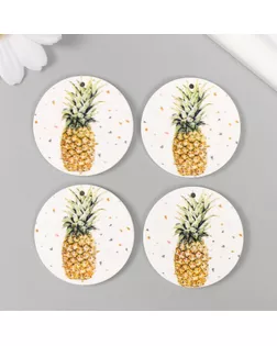 Декор для творчества дерево "Круг. Ананас" d=4 см арт. СМЛ-232590-1-СМЛ0010084354