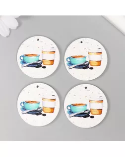 Декор для творчества дерево "Круг. Перерыв на кофе" d=4 см арт. СМЛ-232591-1-СМЛ0010084355