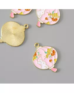 Декор для творчества металл, эмаль "Зайка и цветы" 2,7х2,2 см арт. СМЛ-234595-1-СМЛ0010222053