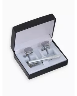 Набор мужской стальной «Запонки + Зажим для галстука» линии, цвет серебро арт. СМЛ-232671-1-СМЛ0010087837