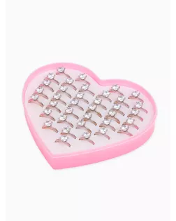 Кольца детские набор 36 шт. «Выбражулька» бриллиант, как у мамы, цвет белый в серебре арт. СМЛ-237359-1-СМЛ0010385083