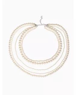 Бусы «Жемчужный каскад», 5 нитей, бусины №4, 6, 8, 10, цвет молочный в серебре, 70 см арт. СМЛ-234065-1-СМЛ0010203584