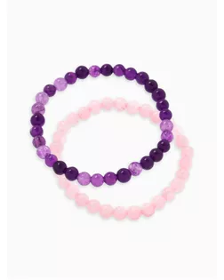 Набор браслетов 2 шт. шар №6 «Кварц розовый и Аметист» арт. СМЛ-234551-1-СМЛ0010221963