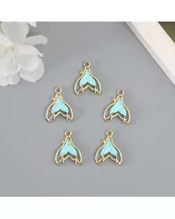 Декор для творчества металл, страз "Хвост русалки" голубой 2,1х1,6 см арт. СМЛ-234704-1-СМЛ0010225547