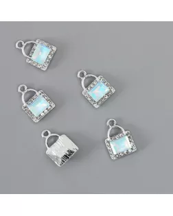 Декор для творчества металл, страз "Сумочка" голубой 1,7х1,2 см арт. СМЛ-234708-1-СМЛ0010225552