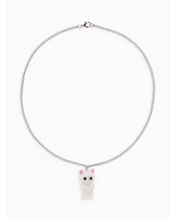 Кулон детский «Выбражулька» котёнок, цвет белый в серебре арт. СМЛ-268147-1-СМЛ0010176938