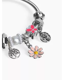 Браслет ассорти «Марджери» одинарный, цветочек, цвет розовый в серебре арт. СМЛ-236806-1-СМЛ0010218449