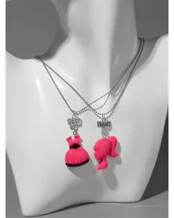 Кулоны «Неразлучники» кукла и платье, цвет розовый в серебре, 40 см арт. СМЛ-234439-1-СМЛ0010218559