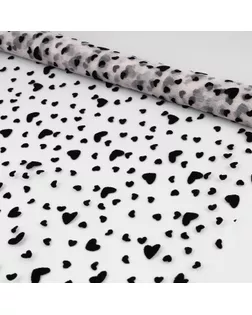 Сетка с флоком «Сердечки», 150 см, 1 ± 0,2 м, цвет бежевый арт. СМЛ-236220-2-СМЛ0010327187