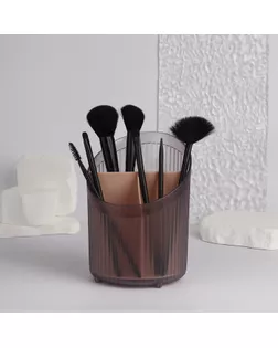 Органайзер - подставка для хранения косметики, 3 секции, 17,5 × 13 × 13 см, цвет чёрный/розовый арт. СМЛ-240487-1-СМЛ0010518917
