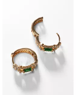 Серьги-кольца XUPING благородность, цвет зеленый в розовом золоте, d=1,8  см арт. СМЛ-238669-2-СМЛ0010453373