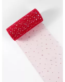 Фатин с блёстками, 15 см, 23 ± 1 м, 11 ± 1 г/кв.м, цвет красный №17 арт. СМЛ-239306-2-СМЛ0010463812