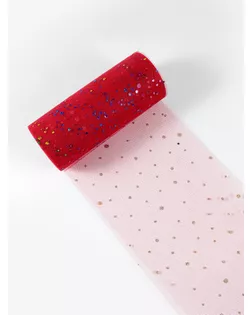 Фатин с разноцветными блёстками, 15 см, 23 ± 1 м, 11 ± 1 г/кв.м, цвет красный №17 арт. СМЛ-239307-2-СМЛ0010463818