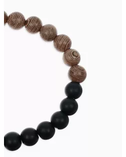 Браслет шар №8 «Аметист», цвет чёрно-коричневый арт. СМЛ-241572-1-СМЛ0010566261