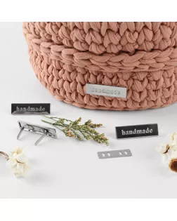 Декоративные элементы на прокол «Hand made», 3,5 × 1 см, 10 шт, цвет серебряный арт. СМЛ-242666-1-СМЛ0010656895