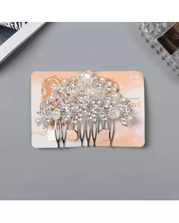 Гребень для волос "Джуди" цветы, 8х6 см, серебро арт. СМЛ-243334-1-СМЛ0010691825