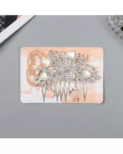 Гребень для волос "Джуди" цветок, 8х6 см, серебро арт. СМЛ-243337-1-СМЛ0010691828