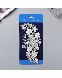 Гребень для волос "Саманта" цветочный, 14,5х6,5 см, серебро арт. СМЛ-243338-1-СМЛ0010691829