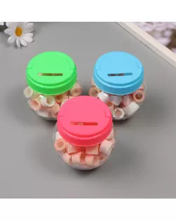 Клейкая лента пластик в банке "Белый и персиковый" н-р 40 шт 1,2 см, дл. 0,9 м 7х7х9 см арт. СМЛ-235406-1-СМЛ0010265661