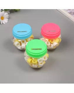 Клейкая лента пластик в банке "Белый и лимонный" н-р 40 шт 1,2 см, дл. 0,9 м 7х7х9 см арт. СМЛ-235409-1-СМЛ0010265664