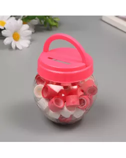 Клейкая лента пластик в банке "Белый и коралл" н-р 40 шт 1,2 см, дл. 0,9 м 7х7х9 см арт. СМЛ-235412-1-СМЛ0010265667