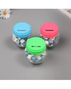 Клейкая лента пластик в банке "Белый и серо-голубой" н-р 40 шт 1,2 см, дл. 0,9 м 7х7х9 см арт. СМЛ-235413-1-СМЛ0010265668