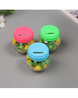 Клейкая лента пластик в банке "Зелёный и жёлтый" н-р 40 шт 1,2 см, дл. 0,9 м 7х7х9см арт. СМЛ-235414-1-СМЛ0010265669