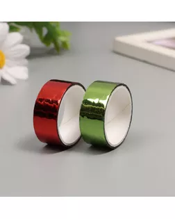 Клейкая лента декоративная пластик "Металлик. Красный, зелёный" н-р 2 шт 1,5 см, дл. 3 м арт. СМЛ-235440-1-СМЛ0010265704