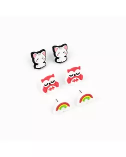 Серьги гвоздики  детские "Милой", МИКС арт. СМЛ-244267-1-СМЛ0010828686