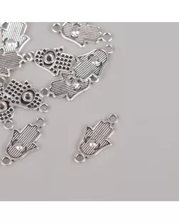 Коннектор для творчества металл 2 ушка "Рука Фатимы" 2,2х1,2 см арт. СМЛ-243517-1-СМЛ0010712414