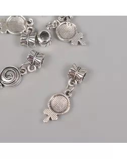 Бейл с подвеской металл для творчества "Конфета на палочке" серебро 2,7х1 см арт. СМЛ-243521-1-СМЛ0010712418