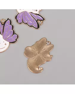 Декор для творчества металл, эмаль "Котик с крыльями бабочки" бело-фиолетовый 2,8х2,4 см арт. СМЛ-243523-1-СМЛ0010712421