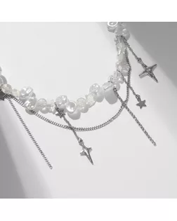 Чокер-колье многослойный «Звёздочки» жемчужные бусины, цвет белый в серебре арт. СМЛ-243956-1-СМЛ0010732485