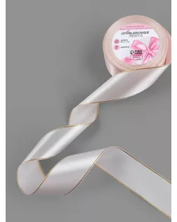 Лента атласная «Золотые нити», 40 мм × 23 ± 1 м, цвет бело-лиловый №44 арт. СМЛ-240276-1-СМЛ0010507992