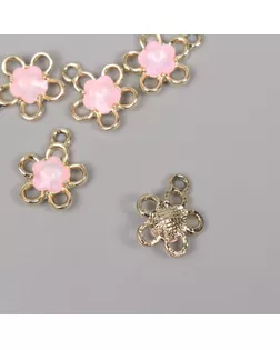 Декор для творчества металл "Цветок" золото, розовый 1,8х1,5х0,5 см арт. СМЛ-264330-1-СМЛ0010708434