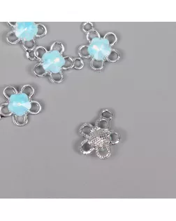 Декор для творчества металл "Цветок" серебро, голубой 1,8х1,5х0,5 см арт. СМЛ-264331-1-СМЛ0010708435
