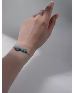 Браслет ассорти на нити «Черепашка» звезда, серый в серебре арт. СМЛ-269320-1-СМЛ0010826395