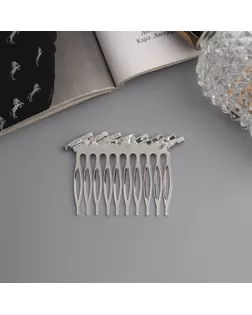 Гребень для волос "Медея" полосы диагональ, 6х4,5 см, серебро арт. СМЛ-268307-1-СМЛ0010691254