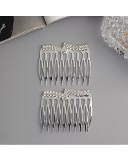 Гребень для волос "Медея" (набор 2 шт) волны, 5х4 см, серебро арт. СМЛ-268310-1-СМЛ0010691257