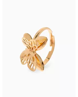 Кольцо детское "Выбражулька" бабочка ажурная, цвет золото, безразмерное арт. СМЛ-269325-1-СМЛ0010826513