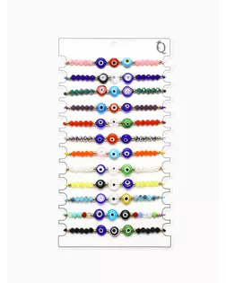 Браслет-оберег «Глазик» ассорти (неделимая фасовка 12 шт., цена за шт.), цветной в серебре арт. СМЛ-272365-1-СМЛ0010826385