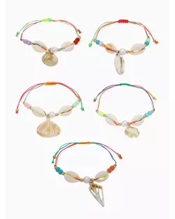 Браслет на нити «Ракушка» ассорти (неделимая фасовка 12 шт., цена за шт.), цветной в золоте арт. СМЛ-272367-1-СМЛ0010826388