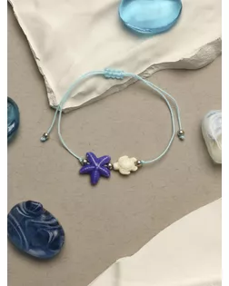 Браслет «Заезда» на нити, черепашка, фиолетовый в серебре арт. СМЛ-272370-1-СМЛ0010826393