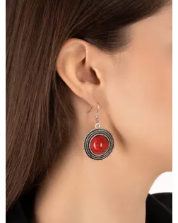 Серьги «Круг» винтаж, красные в чернённом серебре арт. СМЛ-272298-1-СМЛ0010826426