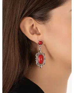 Серьги «Капля» винтаж, красные в чернённом серебре арт. СМЛ-272299-1-СМЛ0010826427