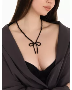 Бусы «Бантик» бусина №4,6, цвет чёрный в серебре, 40 см арт. СМЛ-272310-1-СМЛ0010830154